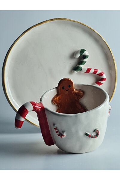 dasartandceramic Gingerbread-Kurabiye Adam Temalı Yılbaşı Çay-Kahve Fincanı