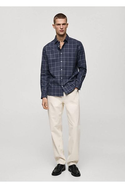 MANGO Man Checked cotton regular fit shirt