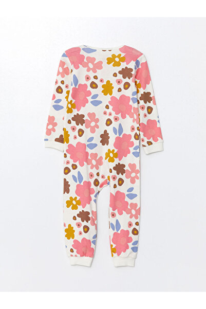 LC Waikiki Ecru Crew Neck Baby Girl Jumpsuit 2-Piece