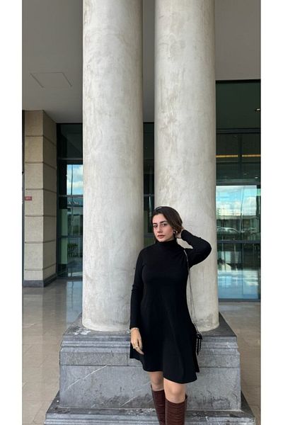 SoSoStyle Rochie acrilică Kusa casual cu mânecă lungă pentru femei Silky