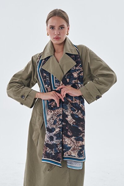Gölgelerin Dansı-Abstract Desenli %100 İpek Twill Şal