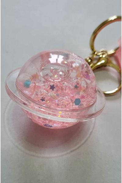 Modellino Pink Saturn Gift Kawaii Crystallized Watery Keychain Silicone Bracelet and Bag Ornament