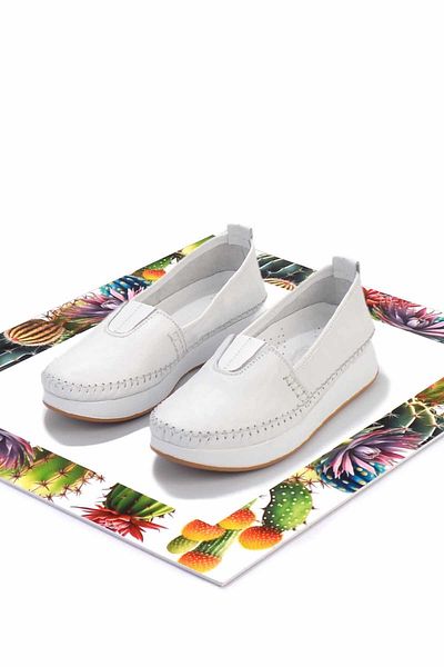 Bambi Weiße Damen-Freizeitschuhe aus echtem Leder K 01908008503