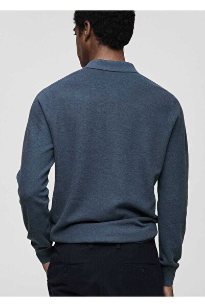 MANGO Man Mikro yapılı pamuklu triko polo kazak
