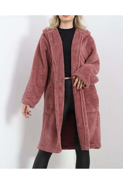 MODAVERA Women's Hooded and Pocket Detail Long Wellsoft Coat