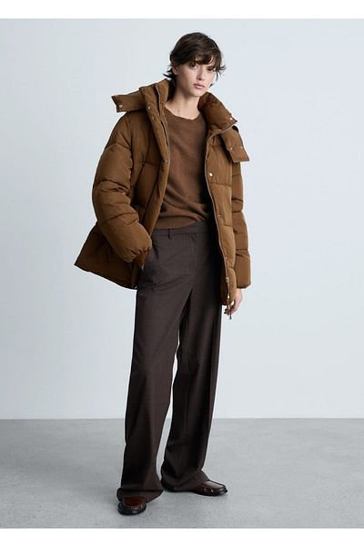 MANGO Woman Hooded Quilted Midi Anorak