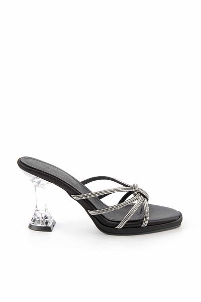 Bambi Black Satin Women's Slippers K04137000738