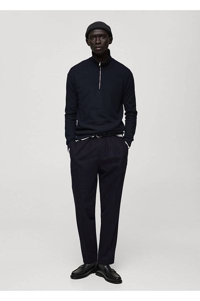MANGO Man Microstructure Zipper Collar Sweater