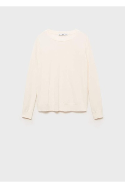 MANGO Woman Pamuklu keten yuvarlak yakalı triko kazak