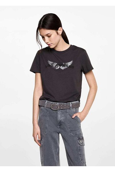 Mango Teen Tricou din bumbac cu model