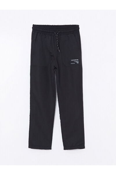 LC Waikiki Lcw Kids Black Elastic Waist Fleece-Lined Boy's Pants