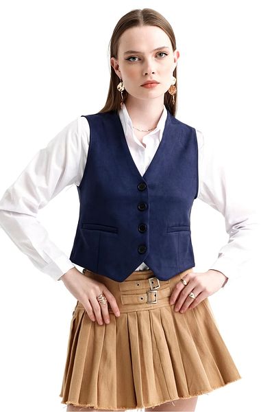 İKLİM LİFE Button Suede Vest