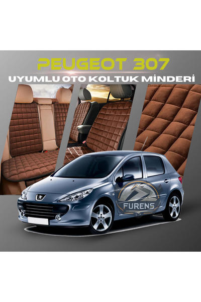 SHOOPLAA بيجو 307 لون بني مجموعة وسائد مقعد السيارة مع جيوب وظهر مقاوم للعرق ...