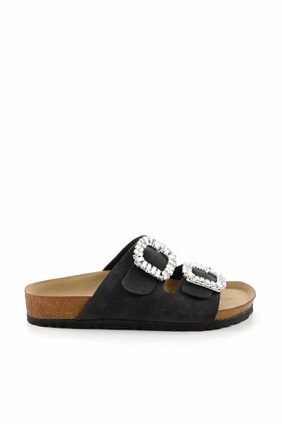 Bambi Black Nubuck Women's Slippers K04119001601