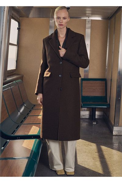 MANGO Woman Μορφοποιημένο μακρύ μάλλινο παλτό