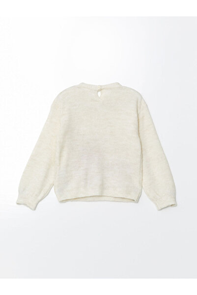 LC Waikiki Ecru New Year's Themed Girl's Sweater and Leggings 2-Piece Set