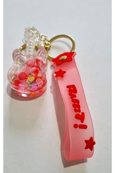 Modellino Cadou Kawaii Cristalizat Sucos Breloc Bratara din silicon si Ornament pentru geanta - Chitara cu margele rosii