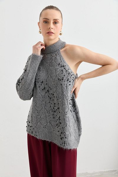 Qutu Butik 3178 PULLOVER DETALIAT UMAR PERLA
