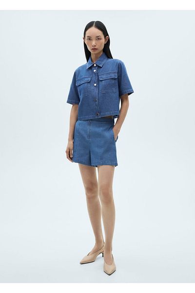 MANGO Woman Pantaloni scurți din bumbac cu aspect Jean