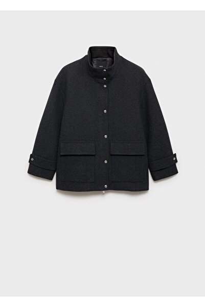 MANGO Woman Yüksek Yaka Midi Yün Palto