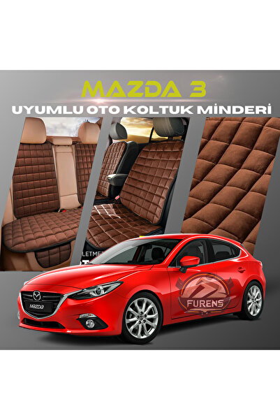 SHOOPLAA مجموعة وسائد مقعد السيارة مازدا 3 باللون البني مع جيوب من الريش التا...