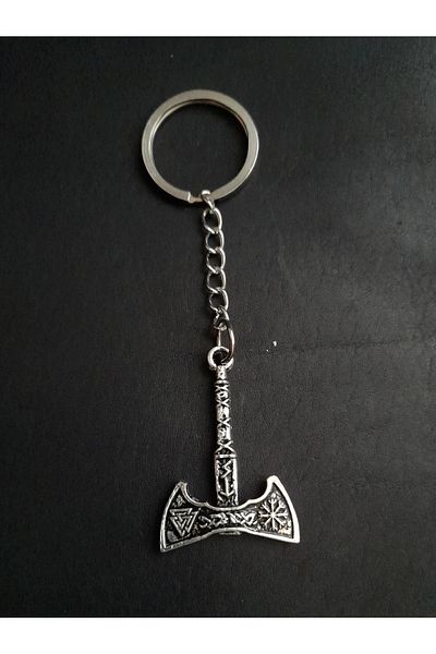 BSN Store سلسلة مفاتيح معدنية على شكل فأس من VIKING VALKNUT