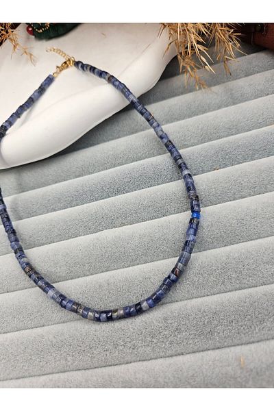 AURA Natural Stone Necklace with Sodalite Stones - Cylinder Cut