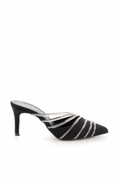 Bambi Matte Black Satin Women's Slippers K04209112038