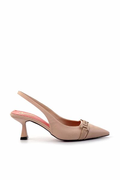 Bambi Beige Matte Beige Satin Women's Classic Heeled Shoes01231366209