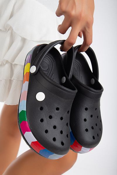 moun shoes Ορθοπεδικές Μαύρες Παντόφλες Unisex - Σχέδιο Διακοσμημένο Χρώμα