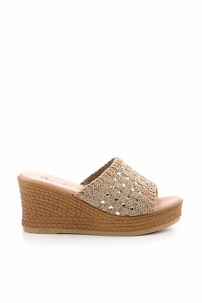 Bambi Camel Knitted Women's Slippers K04956015516