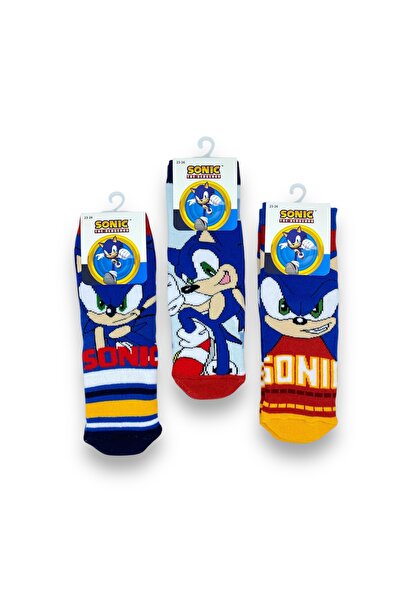 Sonic Lisanslı Erkek Çocuk 3 Çift Havlu Soket Çorap 22607