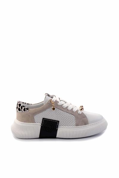 Bambi Λευκό Γυναικείο Sneaker από Γνήσιο Δέρμα Κ 01459641903