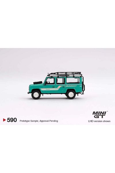 TOYFEST ميني جي تي 1/64 لاند روفر ديفندر 110 1985 محطة مقاطعة واجون ترايدنت جرين
