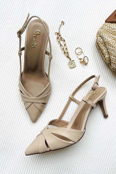 Bambi Beige Women's Evening Dress Shoes01209140009
