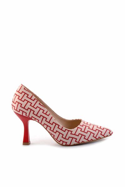 Bambi Red Fabric Women's Classic Heeled Shoes K01137030904
