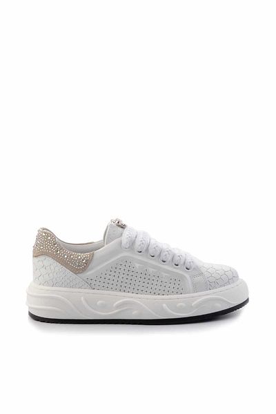 Bambi Λευκό Γυναικείο Sneaker από Γνήσιο Δέρμα Κ 01459702103