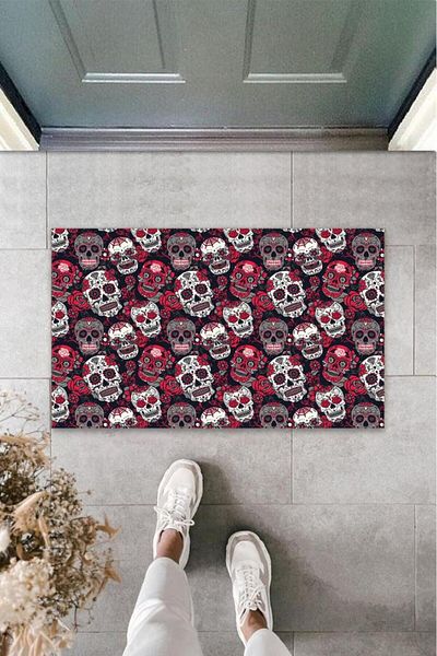 Skygo Red Digital Printed Multiple Skull Mat - K-3076