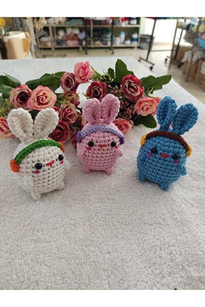 Engin TT Amigurumi Mini Tavşan Arkadaşlar  Oyuncak Anahtarlıklı 3 lü Set Hedi...