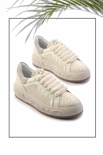 Bambi Beige Leather Women's Sneaker K01459702103