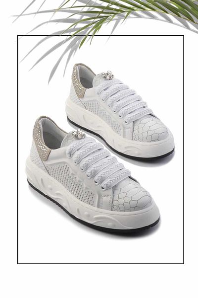 Bambi Λευκό Γυναικείο Sneaker από Γνήσιο Δέρμα Κ 01459702103