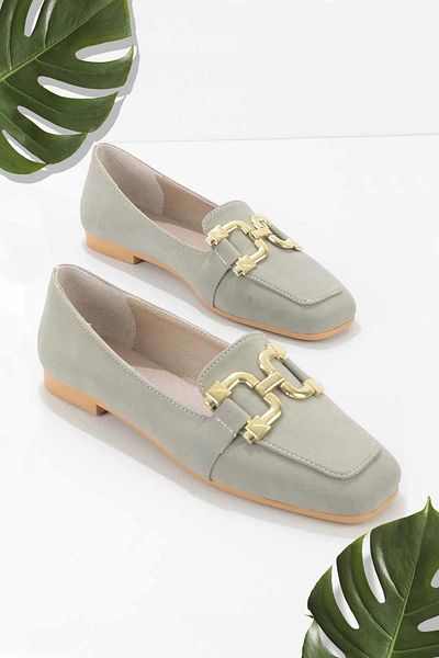Bambi Wassergrüne Damen-Loafer-Schuhe aus Nubukleder K 01641166101