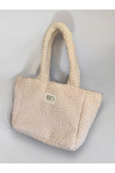 Nuggita Teddy Plush Ecru Color Shoulder Bag