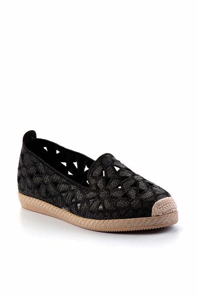 Bambi Damen-Espadrille K aus schwarzem Stroh 01117092328