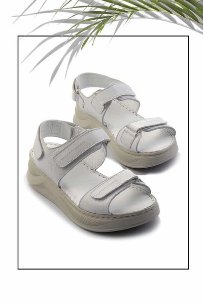 Bambi White Leather Women's Sandals K 05281018103