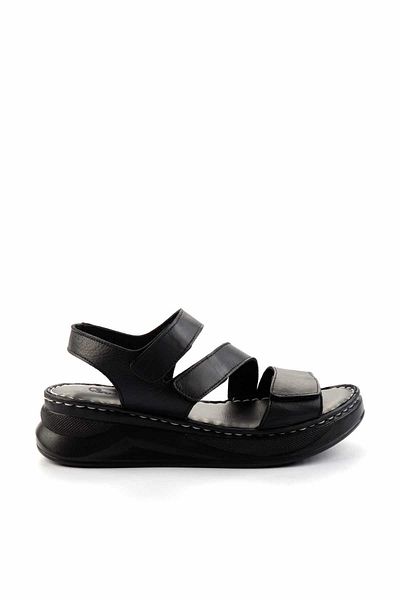 Bambi Black Leather Women's Sandals K05281018003