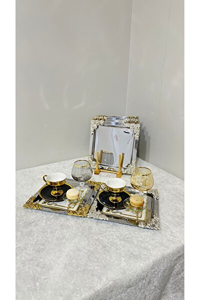 USD HOME 6 bucăți patru colțuri gol și oțel cu mâner patrat din oțel tavă de prezentare cafea