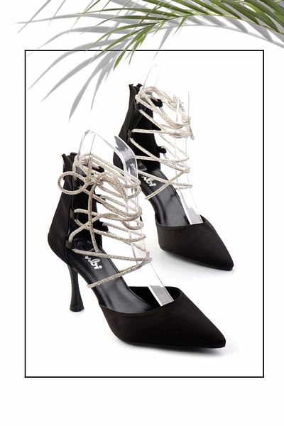 Bambi Damen-Abendschuhe aus schwarzem Satin K 01687230738