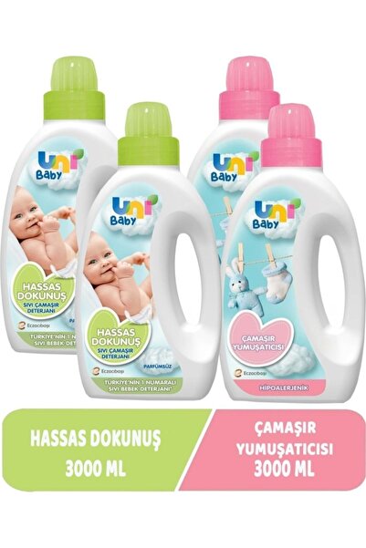 Uni Baby Çamaşır Deterjanı Sensitive 2 Adet +Yumuşatıcı Hassas/hipoalerjenik 2 Adet 1500 ml