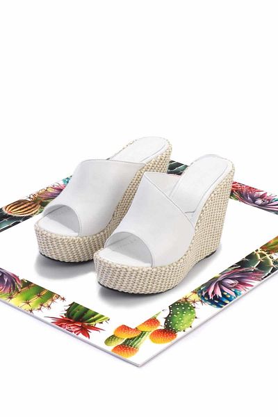 Bambi Genuine Leather White Women's Slippers - K04480091003